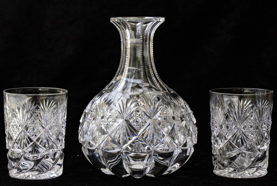 Rare J. Hoare Croesus American Brilliant Cut Glass Carafe Set (1 of 6)