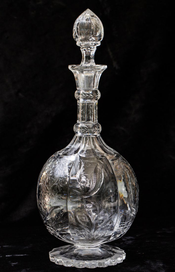 Museum Quality Rock Crystal Fish Brilliant Period Cut Glass Decanter Engraved (1 of 13)