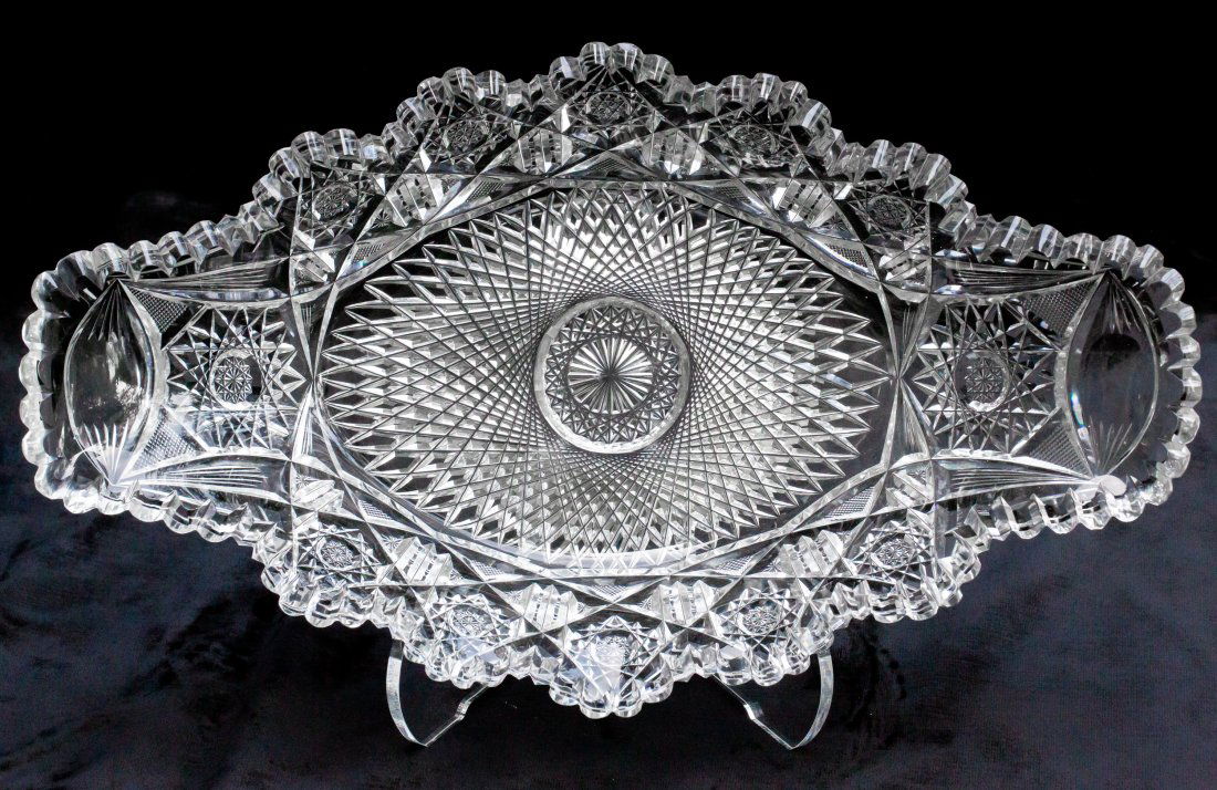 Awesome Fishtail Ice Cream Tray w/ 60 Point Hobstar - Brilliant Cut Glass (1 of 5)