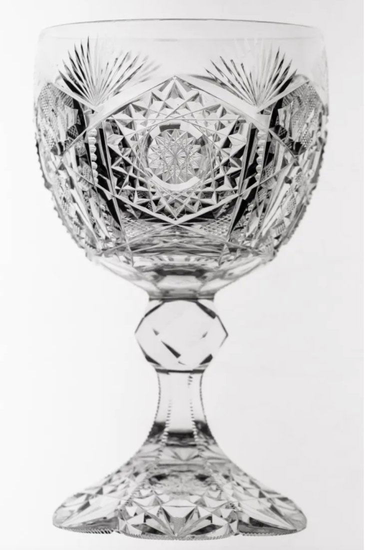 Rare Libbey Wedgemere Petticoat Goblet American Brilliant Cut Glass (1 of 4)