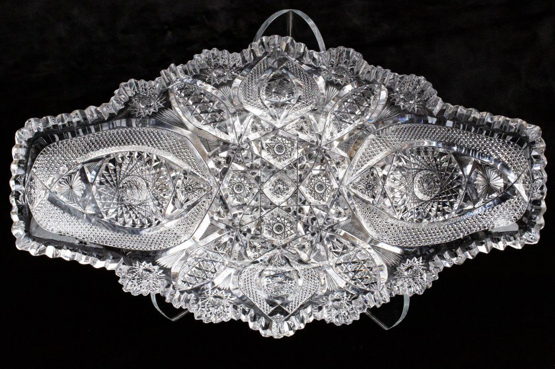 Fabulous Shotton/Hoare/Blackmer? Fishtail American Brilliant Period Cut Glass Tray Crystal (1 of 5)