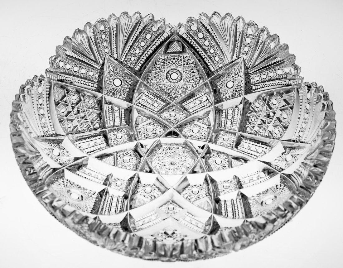 The BEST William C. Anderson Fan Border American Brilliant Cut Glass Bowl (1 of 7)