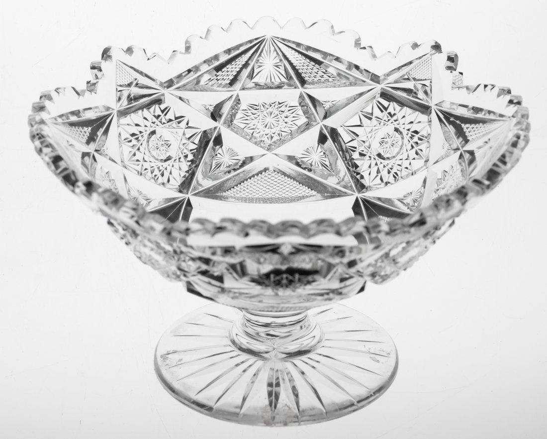 Cute Libbey Corona American Brilliant Cut Glass Footed Dish Compote (1 of 2)