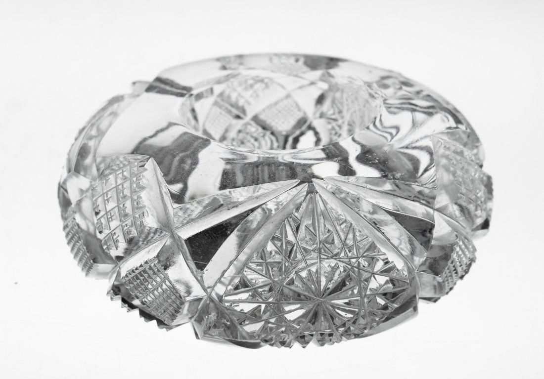 Oversized, Extra Heavy Clark Salt Cellar American Brilliant Cut Glass Crystal: Very heavy, large salt cellar - cut better than most in the Yolande design by Clark.