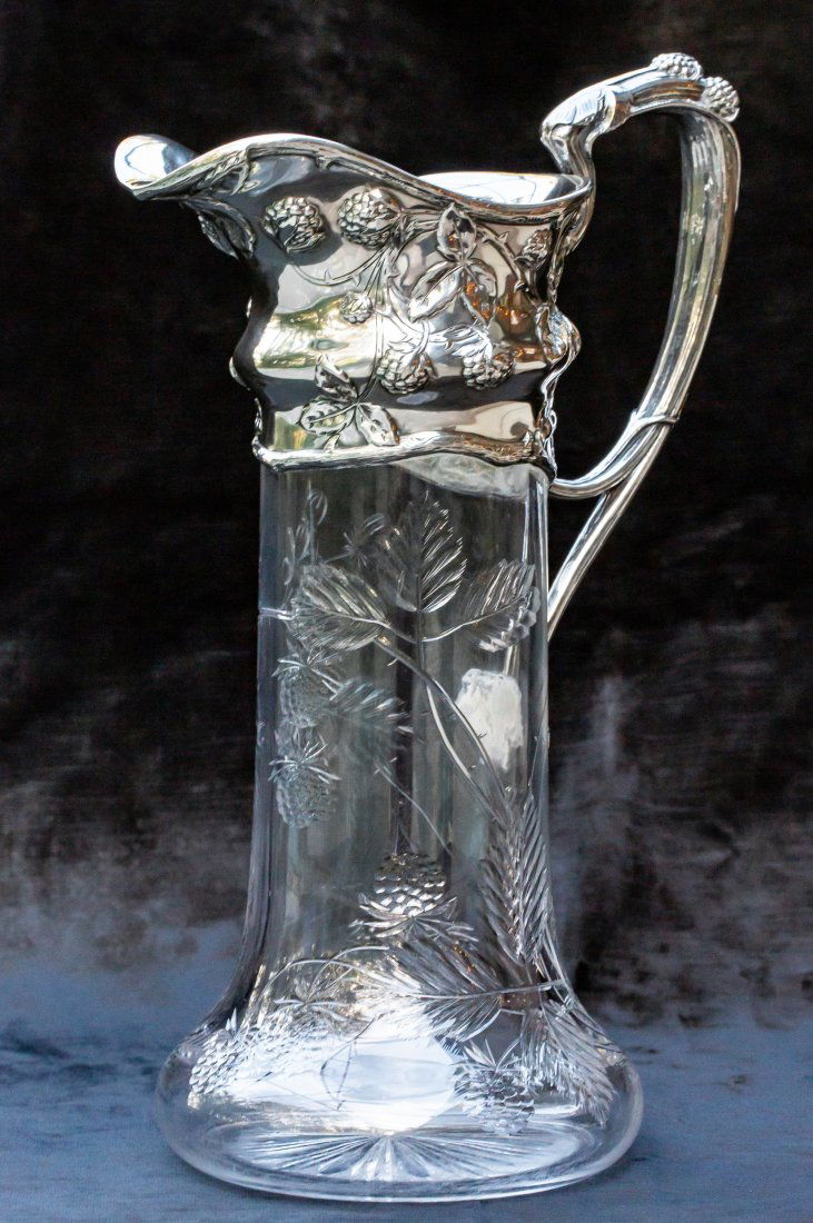 Fabulous Gorham Silver Mounted Pairpoint Brilliant Cut Glass Claret Jug (1 of 11)