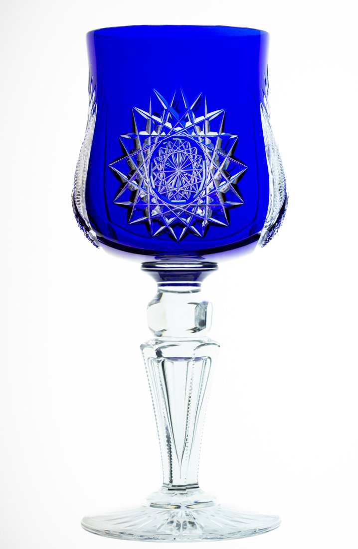 Strong Cobalt Val Saint Lambert Cobalt Cut Glass Chalice (1 of 4)
