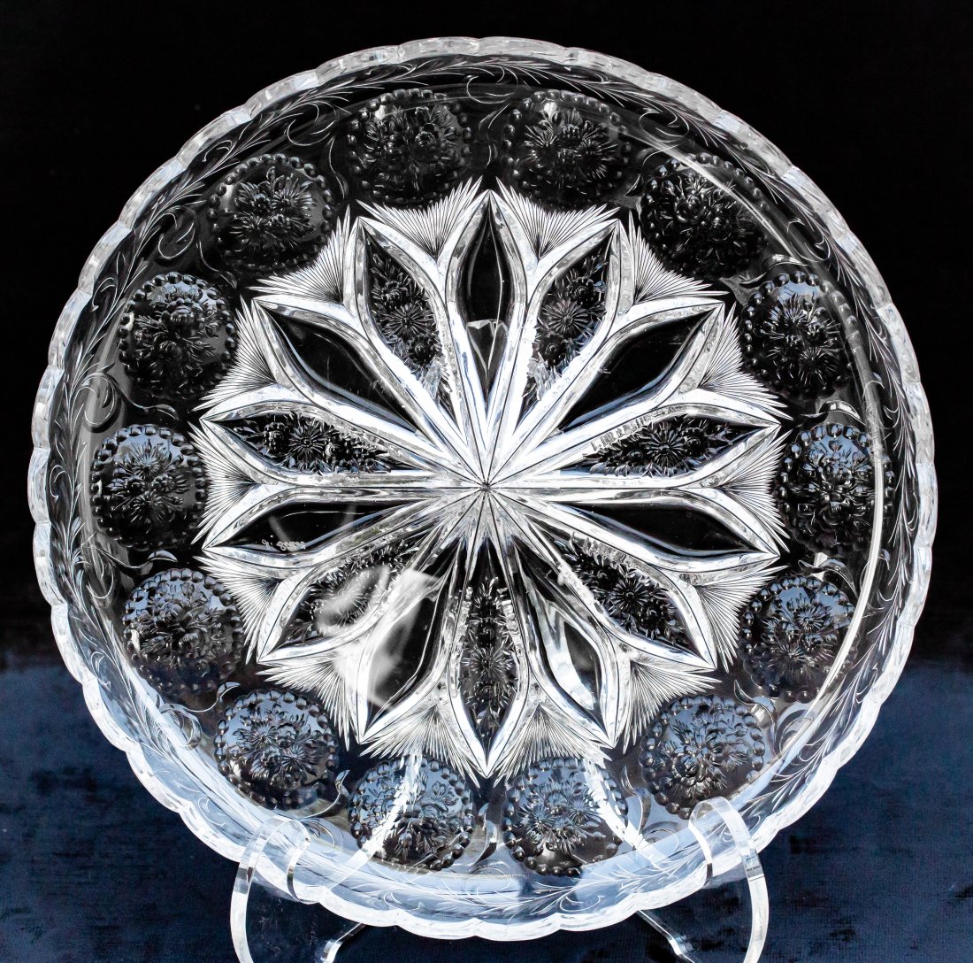 Museum Quality One of a Kind Hawkes American Brilliant Cut Glass Engraved Tray (1 of 11)