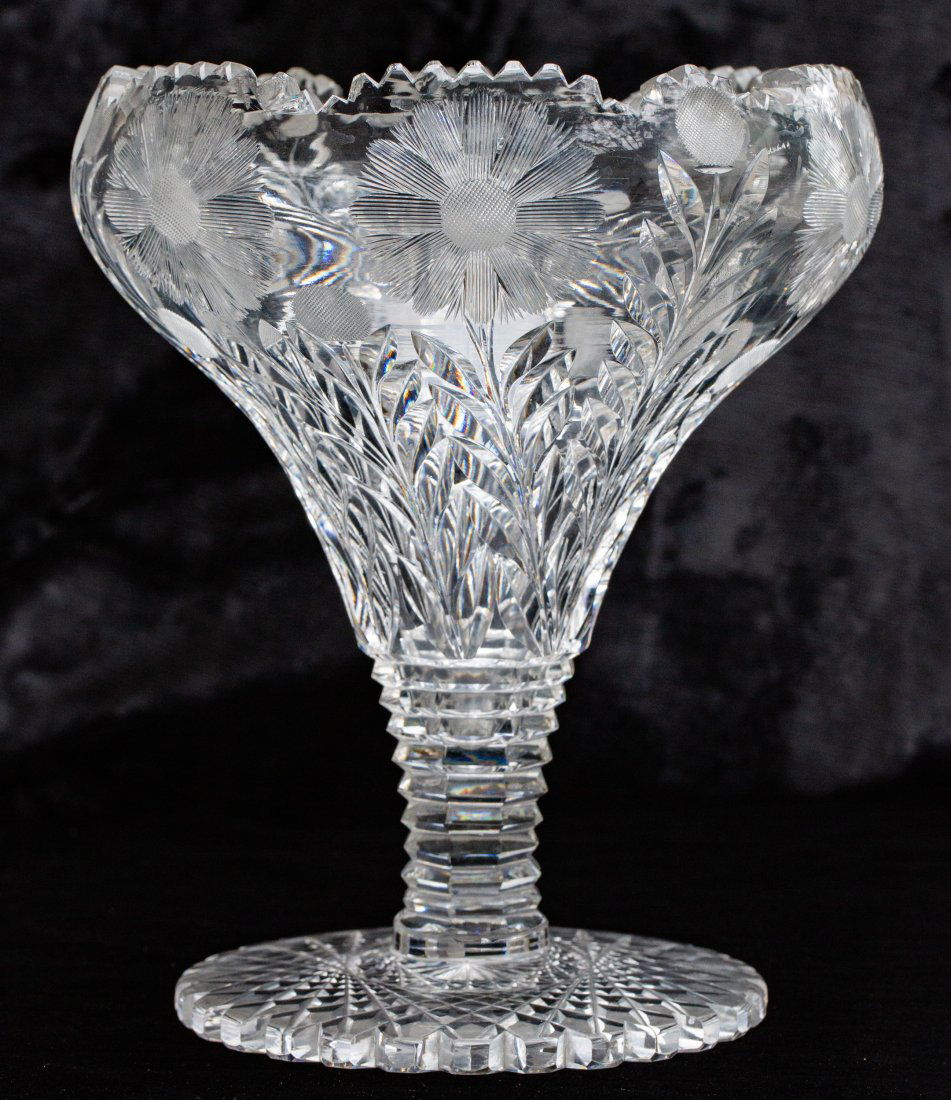Pairpoint? American Brilliant Cut Glass Tazza Vase (1 of 8)
