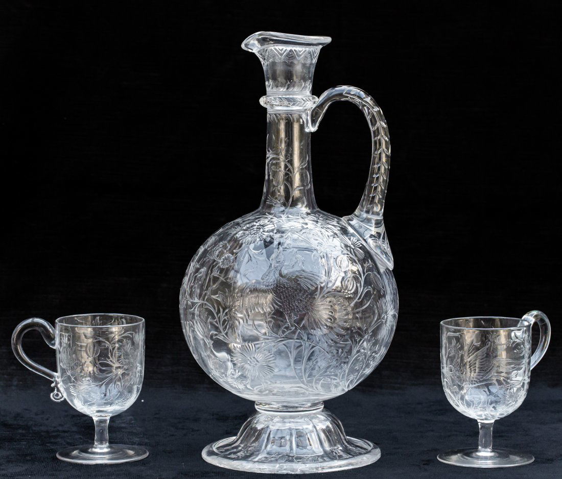 Masterpiece Rock Crystal Birds Brilliant Period Cut Glass Rock Crystal Decanter Set (1 of 10)