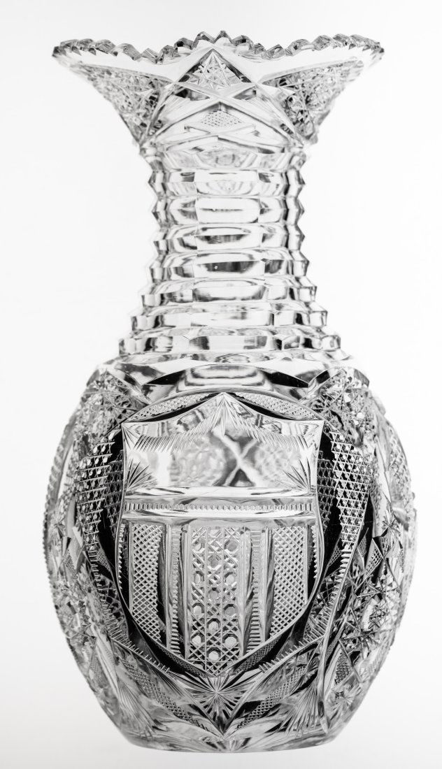 Awesome Bowling Pin American Brilliant Period Cut Glass Shield Design (1 of 5)