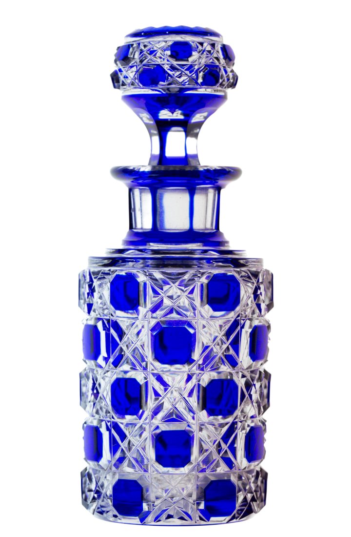 Striking Baccarat Cobalt to Clear Brilliant Cut Glass Cologne Bottle (1 of 3)