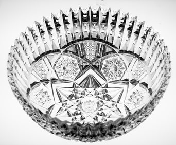 Huge Oversized Libbey Ellsmere American Brilliant Period Cut Glass Bowl