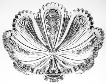 Heavy Hawkes Pocketed Blowout American Brilliant Cut Glass Bowl