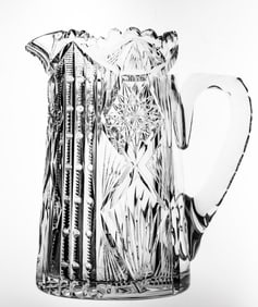 Nice Libbey New Brilliant American Cut Glass Crystal Pitcher