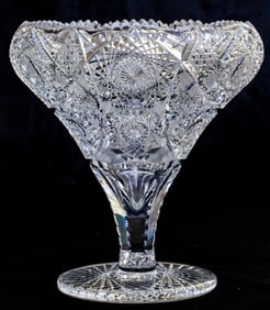 Gigantic Elmira American Brilliant Period Cut Glass Tazza Vase