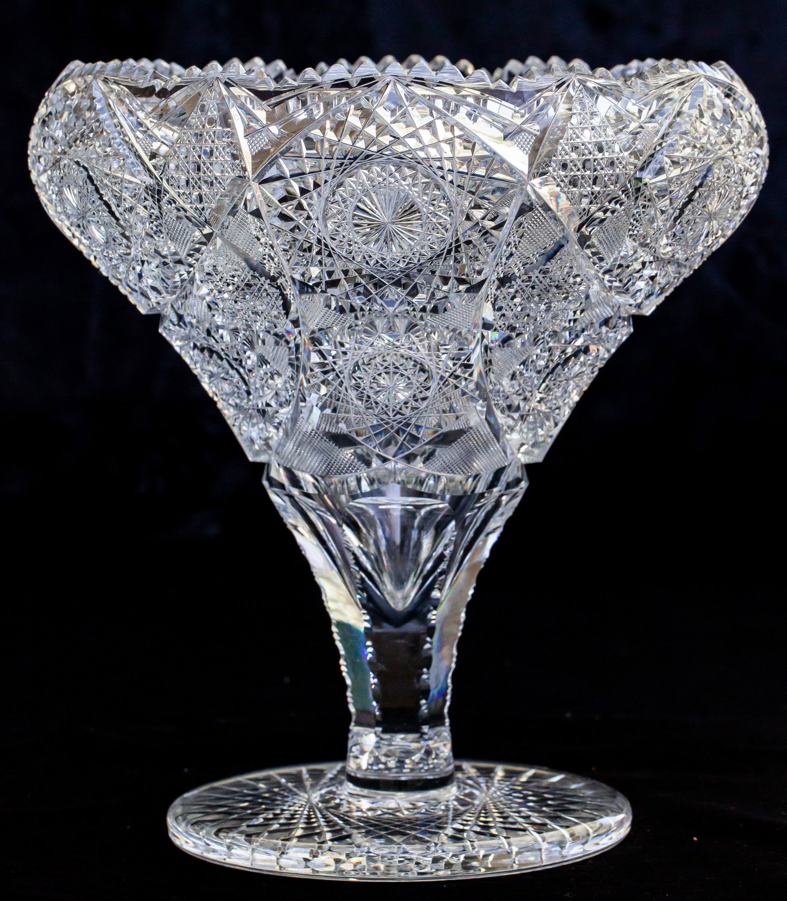 Gigantic Elmira American Brilliant Period Cut Glass Tazza Vase (1 of 7)