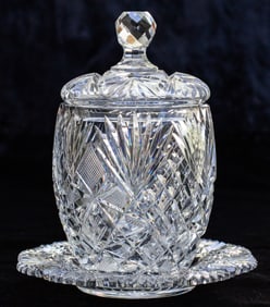 Rare Libbey Princess American Brilliant Cut Glass Biscuit Jar