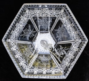 Nice Sinclaire Hexagonal Cut No. 4 American Brilliant Cut Glass Bowl