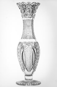 Unusual J. Hoare American Brilliant Cut Glass Crystal Vase