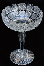 Wow! Bird-in-a-Cage Style American Brilliant Period Cut Glass Compote