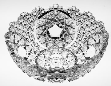 Rare Clark Heroine Lapidary Diamond American Brilliant Cut Glass Bowl