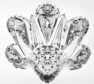 Oversized Hawkes Snowflake Blowout American Brilliant Cut Glass Bowl