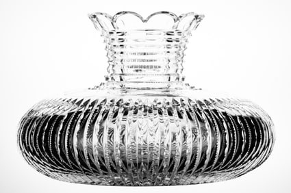 Large, Extra Clear American Brilliant Period Cut Glass Flower Center Vase