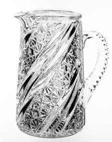 Rare Hawkes Russian & Swirl American Brilliant Period Cut Glass Pitcher