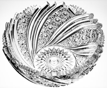 Unbelievable Straus Double Thick Peerless American Brilliant Cut Glass Bowl