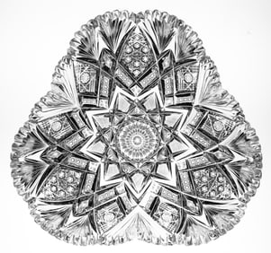 Gorgeous Libbey Imperial Tri-Lobe Bowl American Brilliant Period Cut Glass