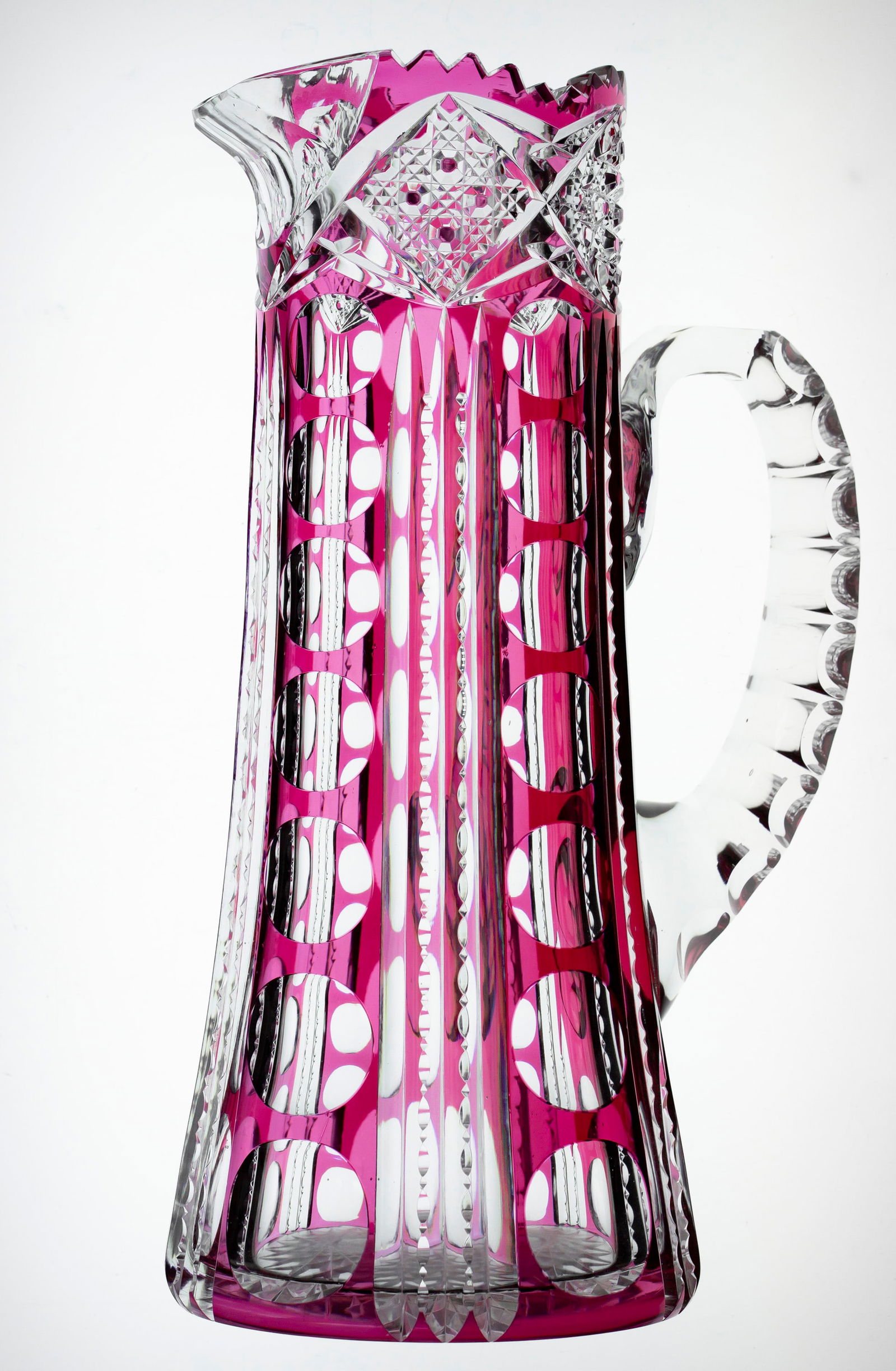 Fabulous Cranberry to Clear American Brilliant Period Cut Glass Pitcher (1 of 8)