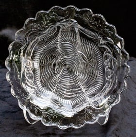 Incredible Sinclaire Engraved Rock Crystal Fish American Brilliant Cut Glass Bowl