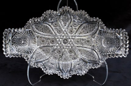 Fantastic Shotton Lydia American Brilliant Period Cut Glass Fishtail Tray