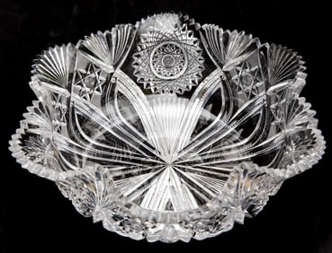 Gigantic Straus Ducal American Brilliant Period Cut Glass Tusks Bowl