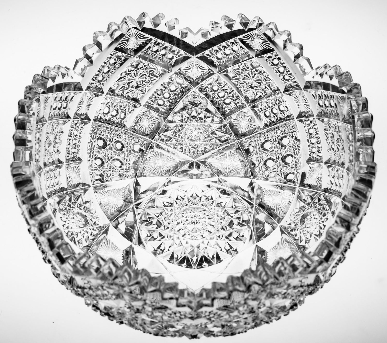 Spectacular Detail American Brilliant Period Cut Glass Bowl Triple Miter Cane (1 of 5)