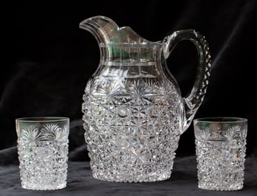Unreal Hawkes Persian American Brilliant Period Cut Glass Water Set