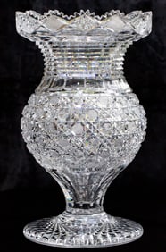 MASSIVE 25 Pound Harvard Vase American Brilliant Period Cut Glass Crystal