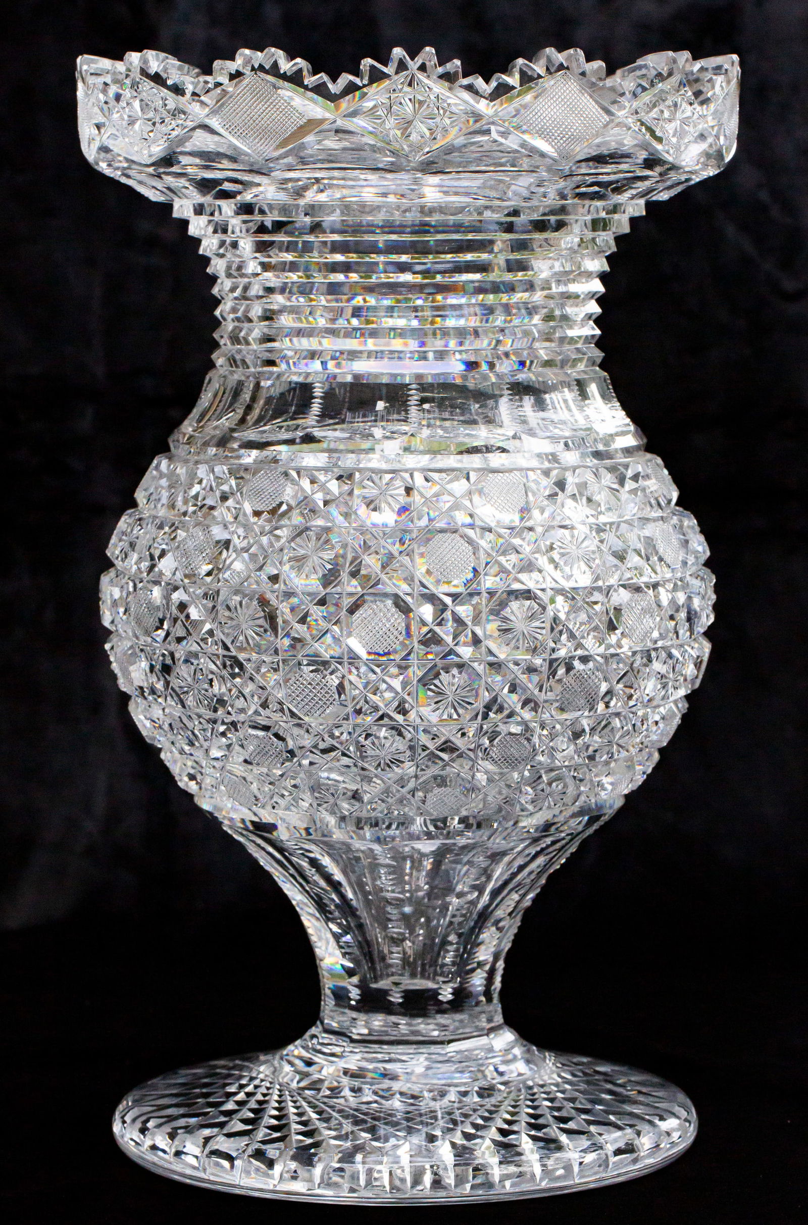MASSIVE 25 Pound Harvard Vase American Brilliant Period Cut Glass Crystal (1 of 8)