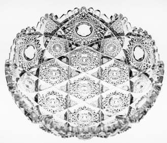 Beautiful Meriden Columbia American Brilliant Period Cut Glass Low Bowl