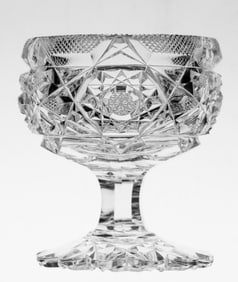 Rare Libbey Stratford Footed Master Salt American Brilliant Period Cut Glass