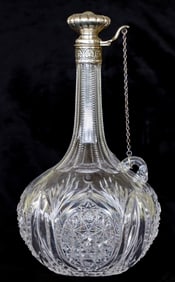 Elegant J. Hoare & Gorham Sterling Silver American Brilliant Cut Glass Decanter