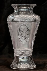 Gigantic Sinclaire Silver Threads American Brilliant Period Cut Glass Vase