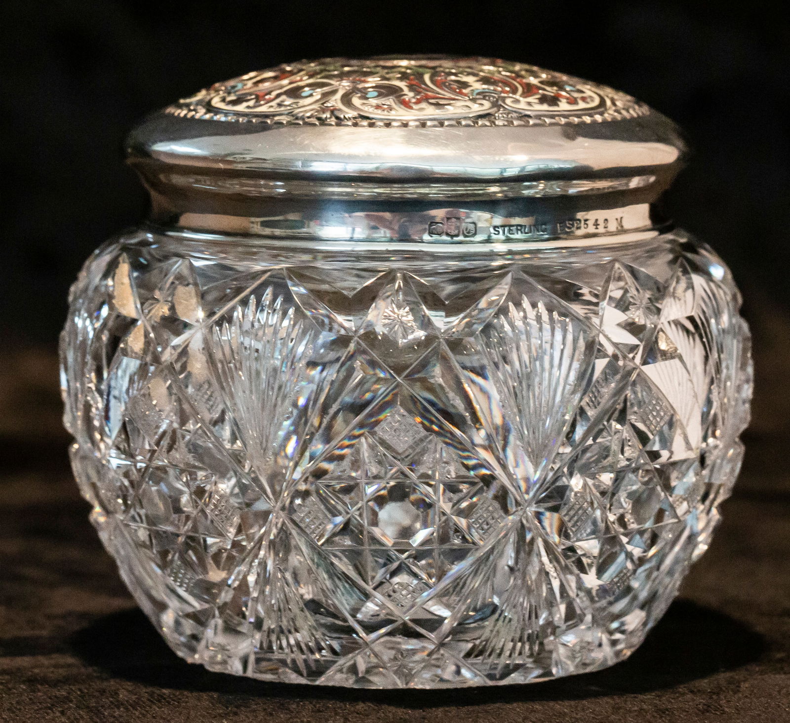 Unique Hawkes Brazilian Gorham Enamalled Silver Jewelry Box Brilliant Cut Glass (1 of 4)