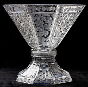 Museum Quality Sinclaire Assyrian & Gooseberry American Brilliant Cut Glass Punch Bowl