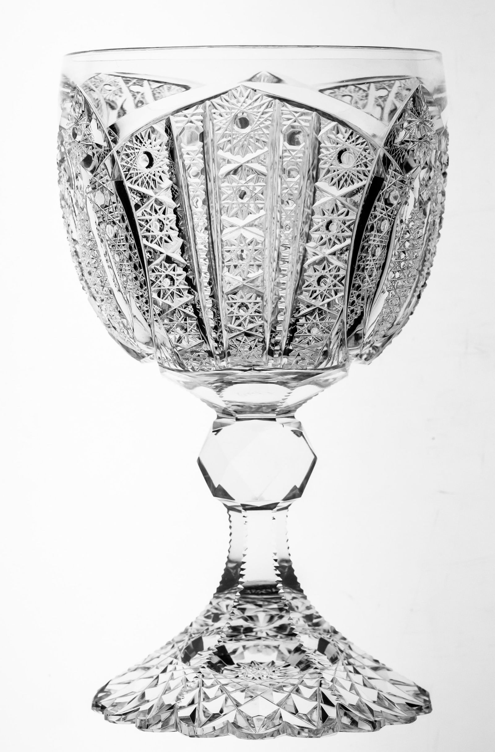 Meticulous Libbey Aztec American Brilliant Period Cut Glass Goblet (1 of 5)