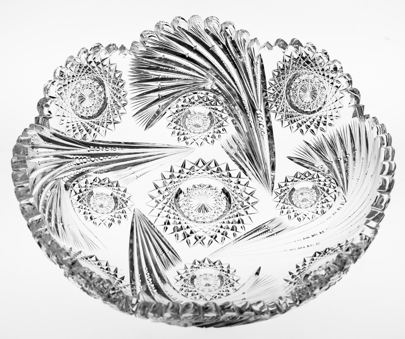 Gorgeous Large J. Hoare Comet American Brilliant Period Cut Glass Bowl Crystal (1 of 4)