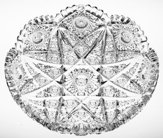 Nice, Heavy Hawkes Kensington American Brilliant Period Cut Glass Low Bowl