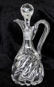 Gorgeous Old J. Hoare Twin City American Brilliant Cut Glass Handled Decanter