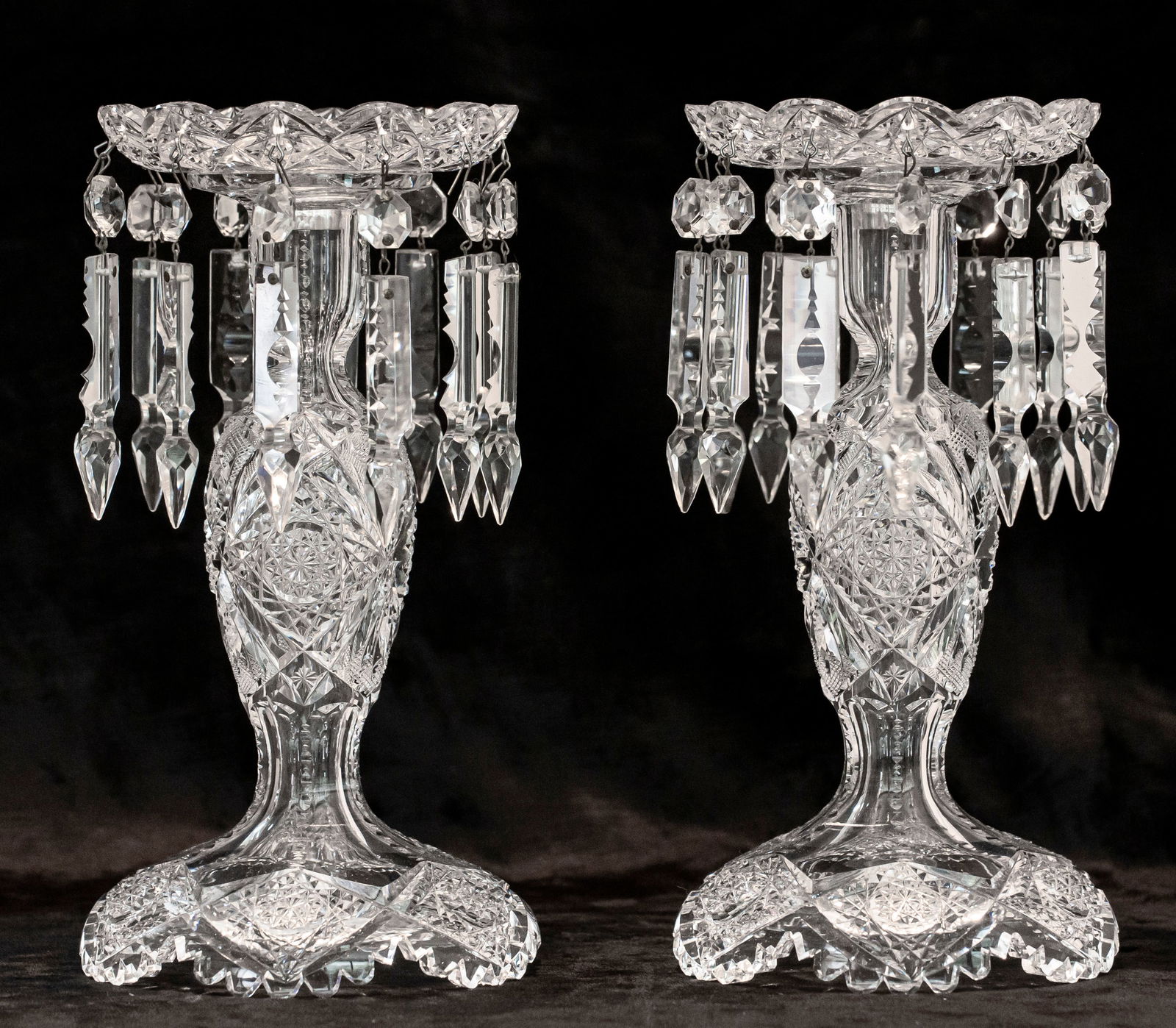 Awesome Large Hawkes Candle Luster/Candlesticks American Brilliant Cut Glass (1 of 4)