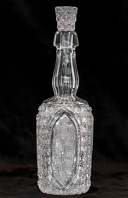 Beautiful Pairpoint American Brilliant Cut Glass Engraved Whiskey Bottle